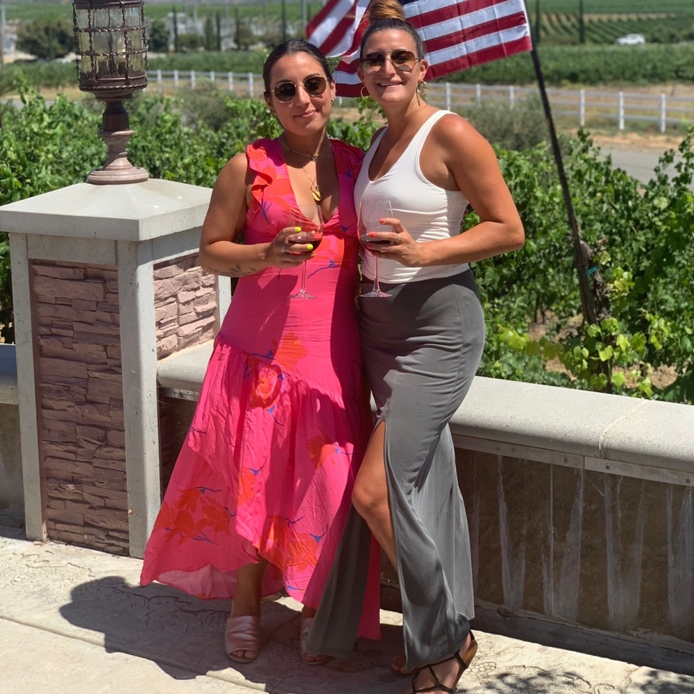 Free People Hot Pink Floral Maxi Dress